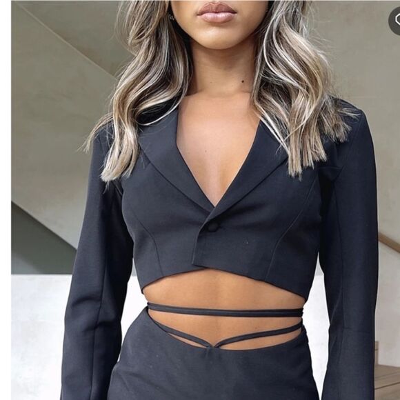 WHITE FOX BOUTIQUE Blazer Cropped Creative Director Black Size XS - Picture 12 of 12